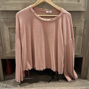 Cropped thermal knit top